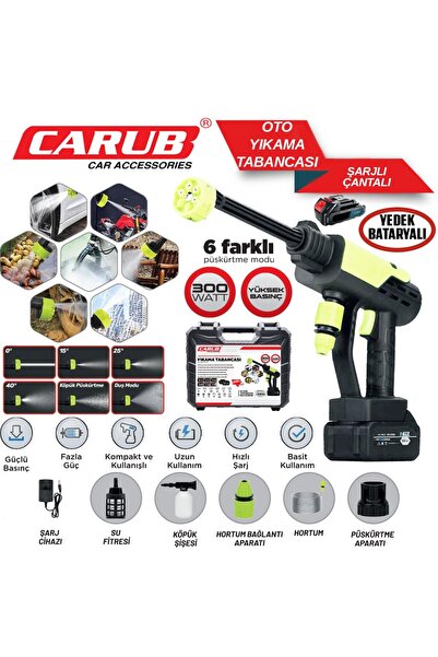 Carub Şarjlı Ve Yüksek Basınçlı Oto Yıkama Ve Sulama Tabancası 300W BR0922545