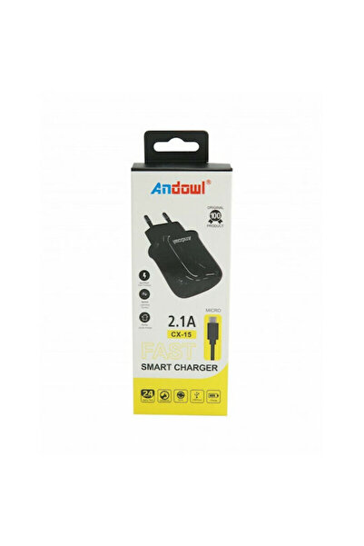 Andowl Φορτιστής με θύρα USB-A και καλώδιο micro USB, Μαύρο (CX-15)