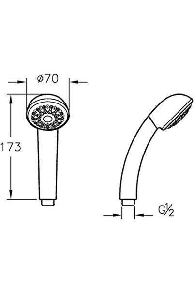 Yıldızan Albemo Nano A45696 1F Hand Shower, Chrome 888483
