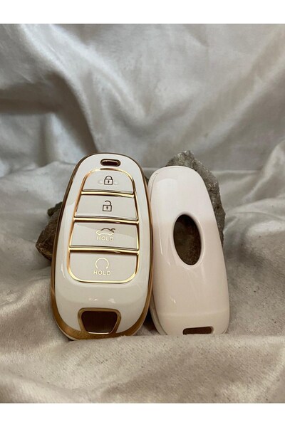 KeyRoN Hyundai Tucson Santa Fe Sonata Hybrid Silicone Patterned 4-Key Key Cov...