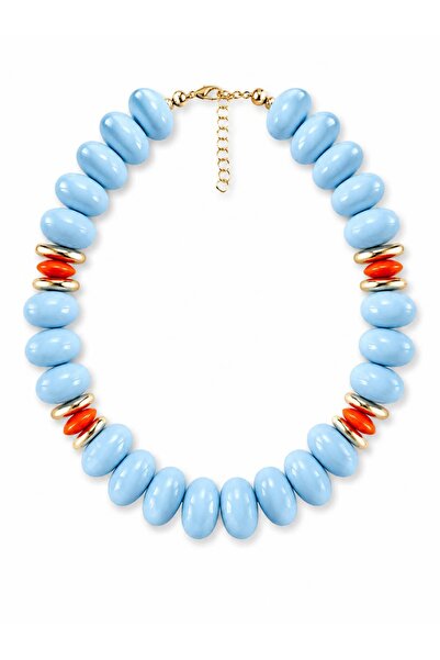 CHARMLUCKY Blue-Orange Bead Necklace