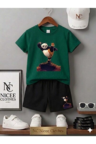 NC Nicee Clothes LETNJA DEČJA MAJICA I KRATKE HLAČE UNISEKS (SA ŠTAMPOM PANDE...