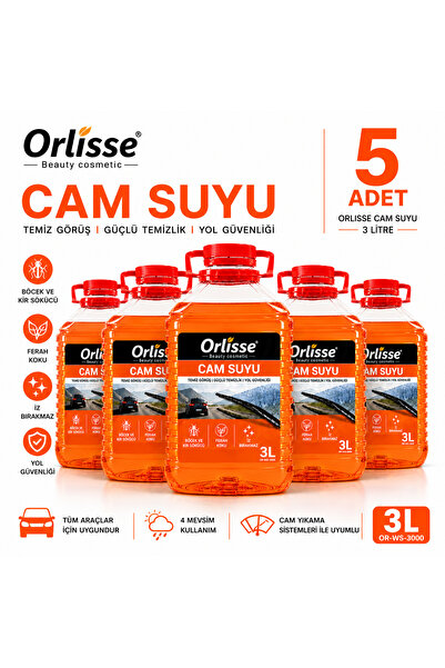 orlisse beauty cosmetic Orlisse Cam Suyu 3 LT Turuncu Ferah Kokulu – 5’li Pak...