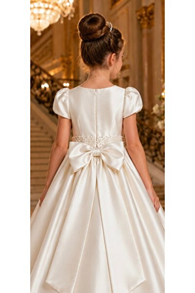 Moky Dizayn White Dress with Pearls