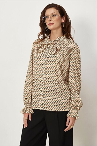 Alvina Neck-Tieded Patterned Blouse 46779