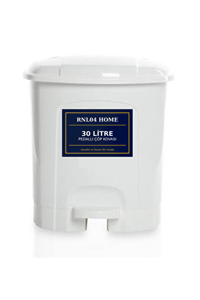 RNLl04 Home 30 Liter Pedal Plastic White Trash Can