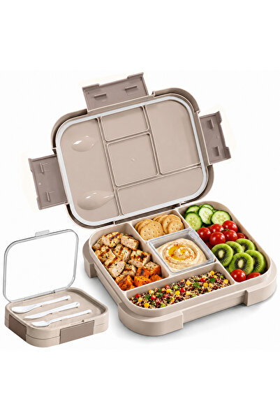 Pomefar 5 Compartment 1000ML Kids Leak-Proof Bento Lunch Box, Microwave Dishw...