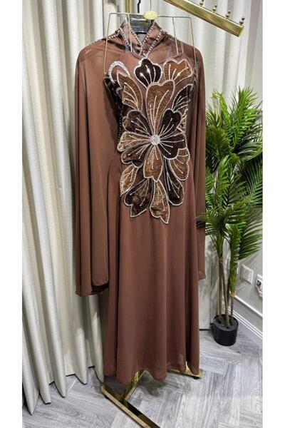 led style Luxury Velvet Rose Embroidery Cape Evening Dress