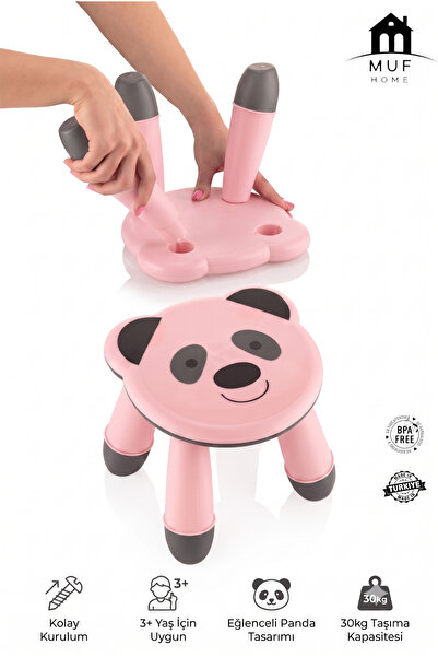 MUF HOME Sevimli Panda Tasarımlı Çocuk Taburesi - Hafif ve Dayanıklı Oturak K...