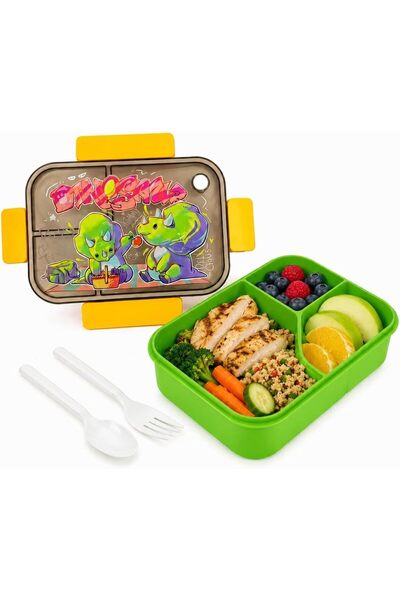 TOSHIONICS Kids Lunch Box Set with Spoon & Fork, 1800ml Bento Lunch Box for B...
