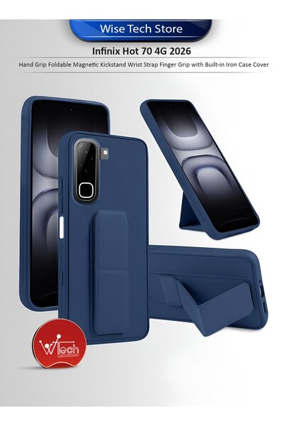 Wtech Infinix Hot 70 4G 2026 Hand Grip Foldable Magnetic Kickstand Wrist Stra...