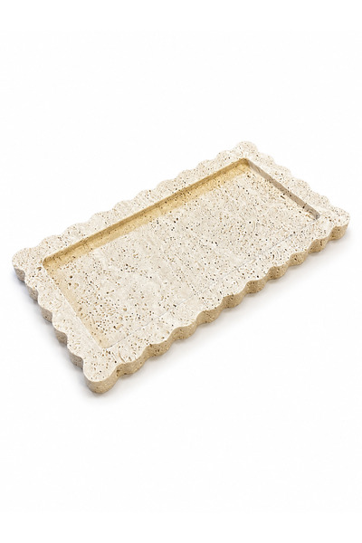 Modestmar Ivory Light Travertine Tray with Edge Detail