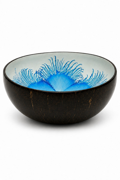 NATUREL DEKOR Natural Floral Blue Handmade Design Serving Bowl and Decorative...