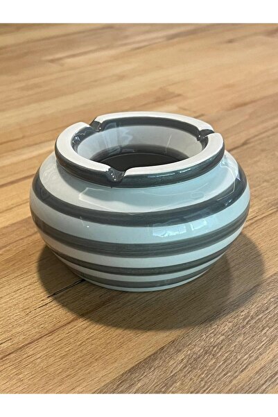 VonaHome Ceramic Ashtray Green/Black/Gray Striped - Ø11X6,5Cm