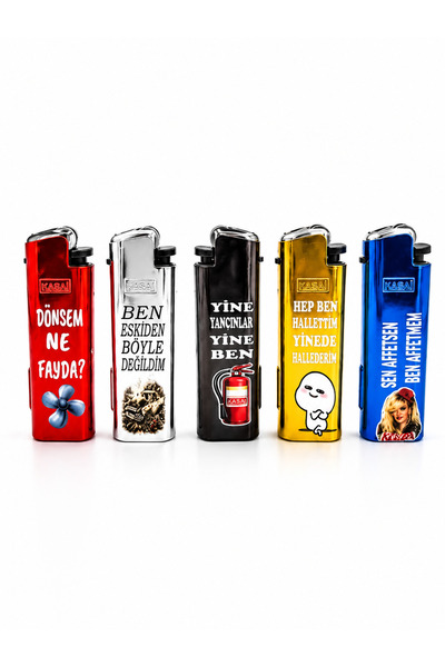 ONRSTORE Komik Yazılı Taşlı Gazlı Çakmak – Renkli Metal çok renkli