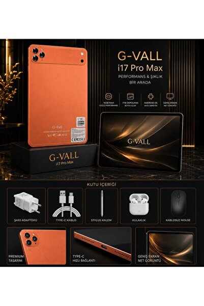 GVA I17 PRO MAX TABLET 512 DEPOLAMA 32 GB RAM KLAVYE + AİRPODS + MOUSE+ KILIF...