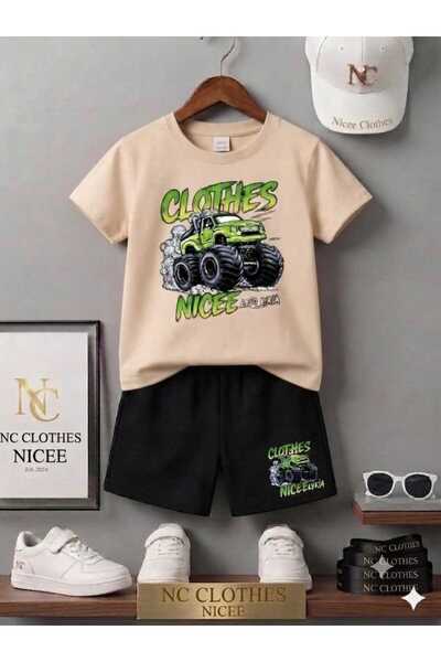 NC Nicee Clothes Summer Children's T-Shirt Shorts Unisex (Clothes Green Truck...