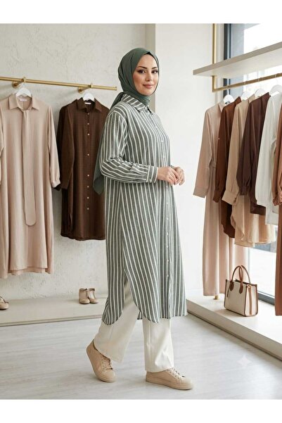 QUAWEAR Shirt Collar Tunic with Slits on the Sides