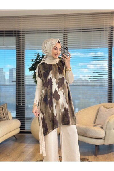 vivalolita 283 Kupra Shoulder and Side Buttoned Knitwear Tunic Beige