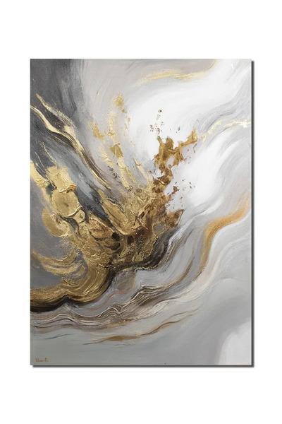 artnova Tablou abstract cu auriu pictat manual, Inspiratie, 70x50cm ulei pe p...