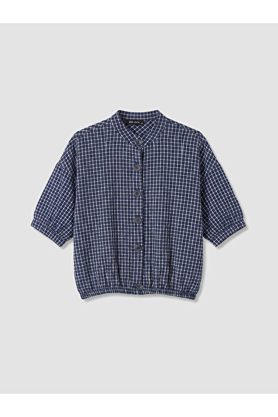 LC Waikiki Esvab • Modern & Distinctive Stand Collar Checkered Embroidered Bl...
