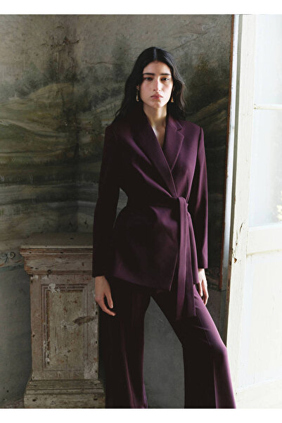 MANGO Woman Double-breasted blazer with belt