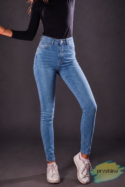 Proshine Dar Paça Yüksek Bel Kadın Jean Pantolon – Skinny Kalıp - Slim Fit, Mavi