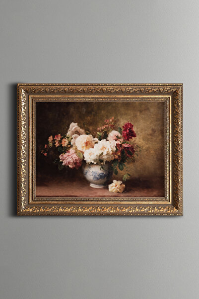 epiqart Flowers in a Vase - Vintage Patterned Painting - Thick Model