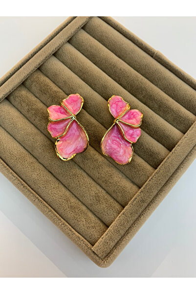 Alışveriş Kasabası Leaf Figured Set Earrings Pink