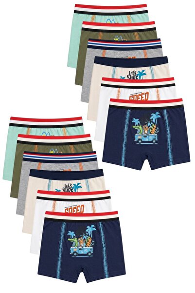 ExLove Pack of 12 Cotton Flexible Lycra Patterned Boys' Boxers