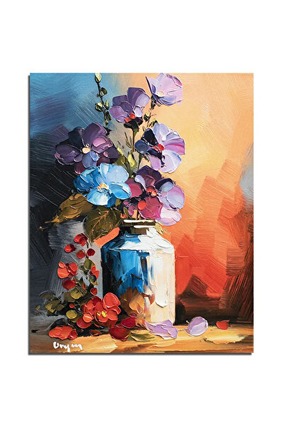 artnova Ръчно рисувана картина с цветя във ваза, Цветно излъчване, 50x40см ма...