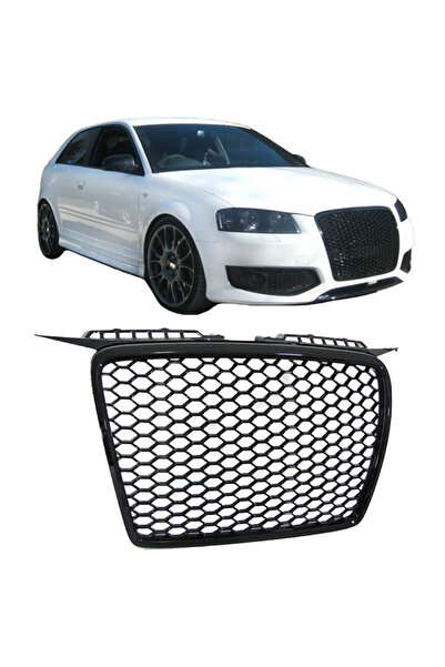 Audi Μάσκα για A3 8P 05-08 Εμφάνιση RS3 Κυψελωτή Γυαλιστερό Μαύρο 1 Τεμάχιο (...