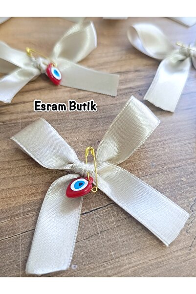 Esram Butik Mink Satin Evil Eye Beaded Ribbon Bow, Bundle, Dowry, Wedding, En...