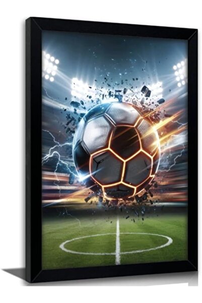 HOME MODE 20x30 cm Black Floating Frame Wall Art | 3D Football Explosion Post...