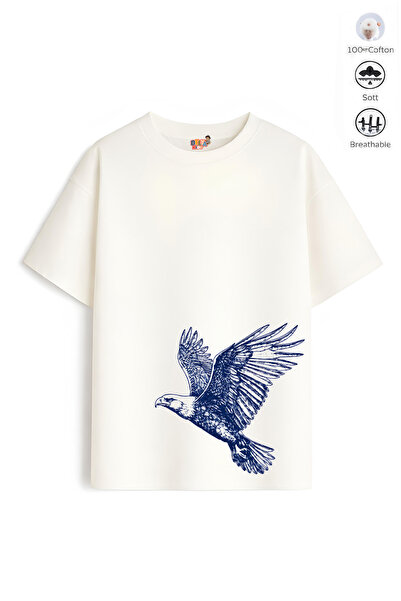 Belya Kids Wear Boy's Oversize Fit Belya Kids Eagle Design B13 Cotton T-Shirt