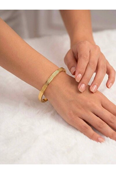 VAREVİA Diamond Pattern Steel Bracelet