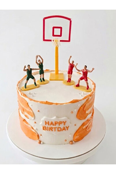 parti pera Basketbol Temalı Pasta Süsü Basketbolcu Pota 5 Parça