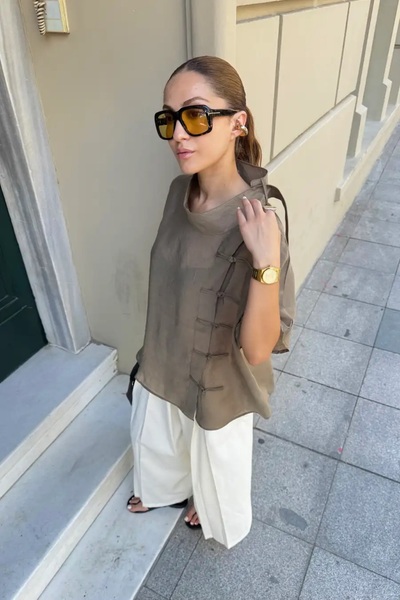 manana fashion Button Detailed Short Sleeve Kimono