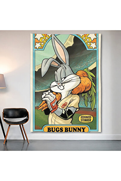 Geek Cultcha لوحة جدارية كوميدية عتيقة من Bugs Bunny، ملصق من قماش الساتان عا...