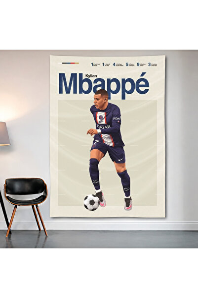 Geek Cultcha Kylian Mbappe Wall Covering Wall Tapestry First Quality Satin Fa...