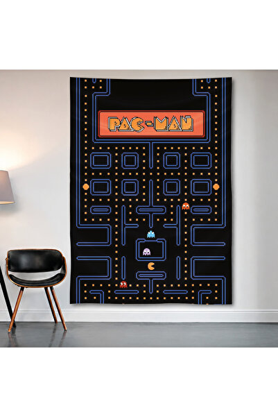 Geek Cultcha Pac-Man Arcade Wall Covering Wall Tapestry First Quality Satin F...