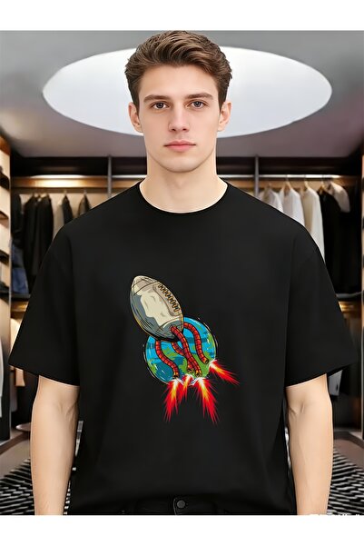 En22 Football Earth Rocket Cool Spring Summer Men Funny Unique Tees Round Nec...