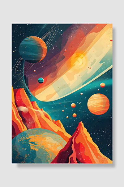 Luna Marissa Svemirski poster Planeti Saturn Prsten Planine Galaksija Dekorac...