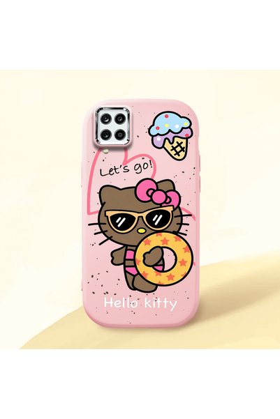 Hontinga Samsung Galaxy A12 Compatible Case with Camera Protector Pink Silico...