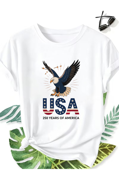 LİNA06 Cute Crop Top, Round Neck Spring Summer Women'S Clothing, USA 250 Year...