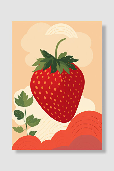 Luna Marissa Voćni poster Jagoda Retro ilustracija Oblaci Moderni zidni dekor...
