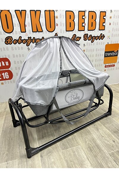 ÖYKÜ BEBEK DUNYASI Portbebeli Çift Sallanır Cibinlikli Oyuncaklı Anadizi-Anak...