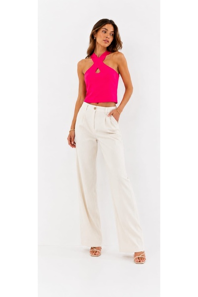 onno style women Sleeveless Strappy Cross-Neck Tricot Women's Bluz
