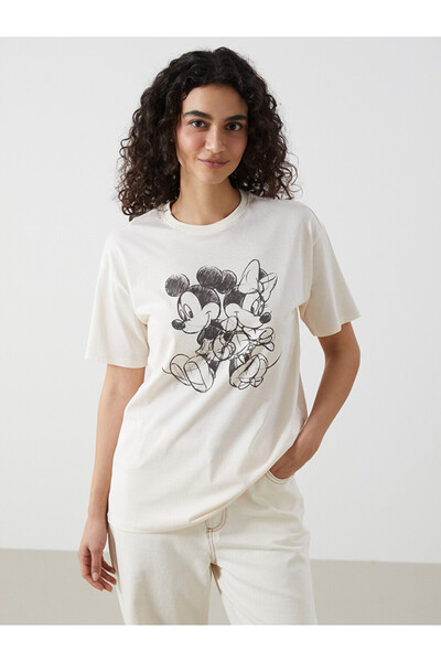 LC Waikiki Tricou de damă cu imprimeu Mickey și Minnie Mouse