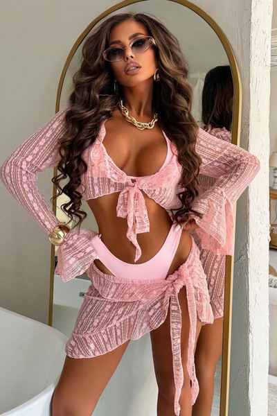 Bikini Mayokini Dünyası Francesca Four-Piece Beach Set - Pink